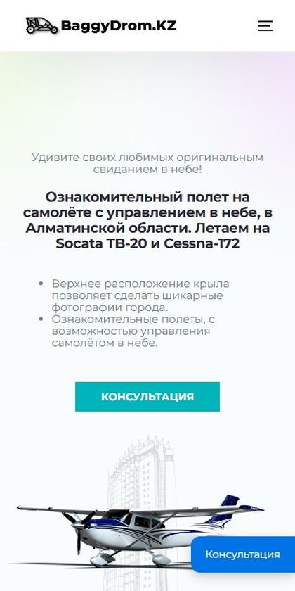 BaggyDrom: полёты на самолёте под Алматы на телефоне